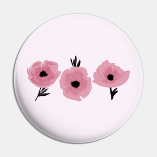 Mauve Abstract Poppies in a Row Pin