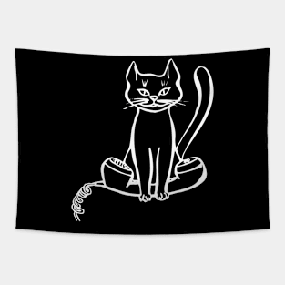 Cat On the Phone - Cute Animal Tapestry