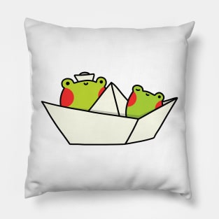 Frogs in a paper boat Pillow