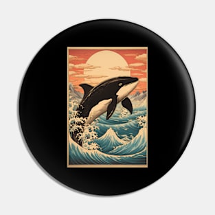 Orca Japanese Vintage Sunset Pin