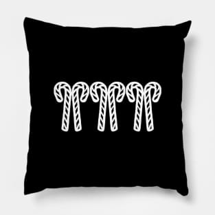 White Line Art Two Candy Canes Trio for Christmas Pillow