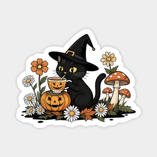 Witch’s Brew & Purrs – Cozy Cat Tea Party Magnet