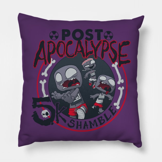 Zombie Fun Run Pillow by Dooomcat