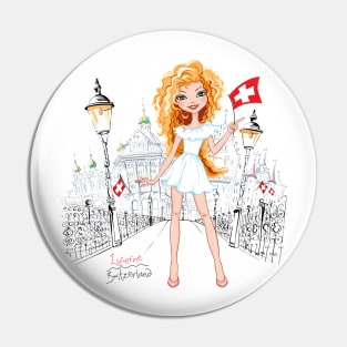 Cute fashionable girl in Lucerne Pin