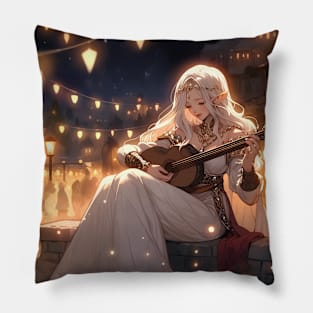 elf playing lute Pillow