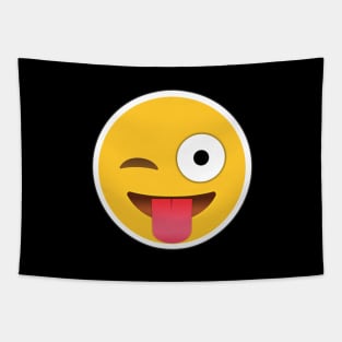 Winking Face with Tongue Emoji Tapestry