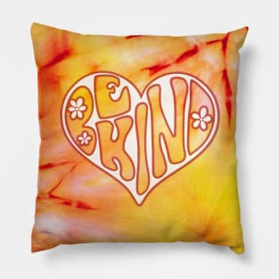 Yellow and Red Be Kind Tie Dye Pillow