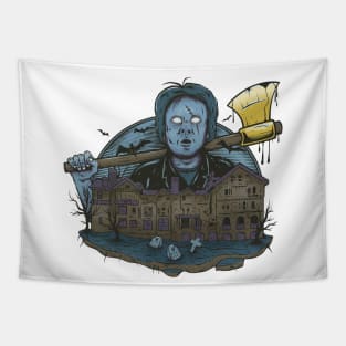 Hunted House with Axed Character Tapestry