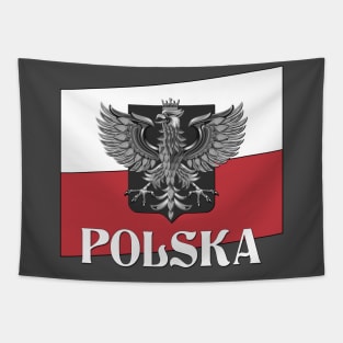 POLSKA - Poland Flag and Shield Tapestry