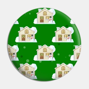 Christmas House Pattern Pin