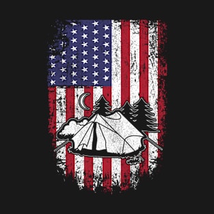 Camping American Flag Patriot Graphic USA Patriotic Camping Dad T-Shirt