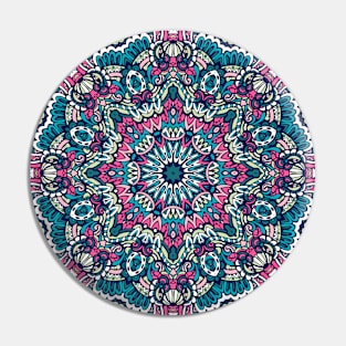 Colorful Indian Mexican Ethnic Oriental Rug Mandala Boho Pattern Pin