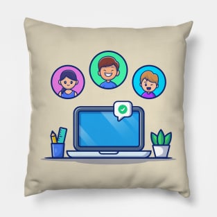 Meeting Online People With Laptop Pillow