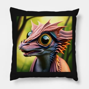 Pink and Blue Scaled Jungle Dragon Pillow