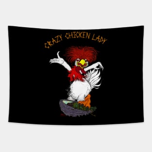 Crazy Chicken Lady Tapestry