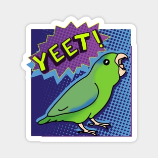 Green Parrotlet Screaming YEET - comic style Magnet