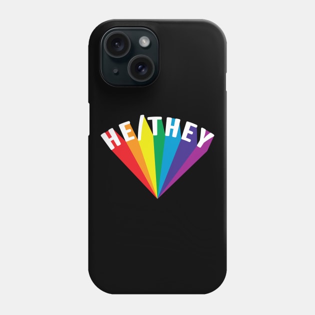 He/They Pronouns Rainbow Burst Phone Case by lavenderhearts