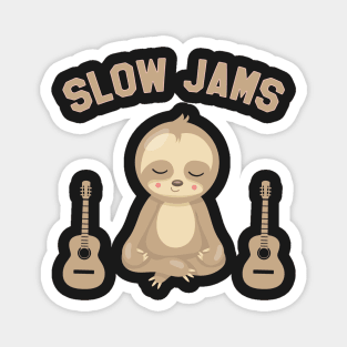 Sloth Playing/Listening Guitar Slow Jams - Funny Sloth Magnet