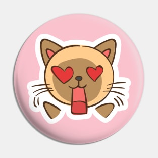 Kitty Cat Animal Pet Design In love Heart Eyes T-Shirt Sticker Pin