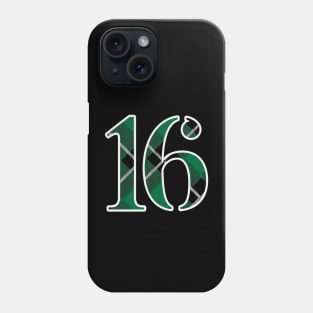 16 Sports Jersey Number Green Black Flannel Phone Case