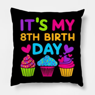 8 Years Old Rainbow Girls 8Th Birthday For Girls Kids Pillow