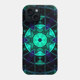 Mosaic Kaleidoscope Flower Teal Blue and Black Phone Case