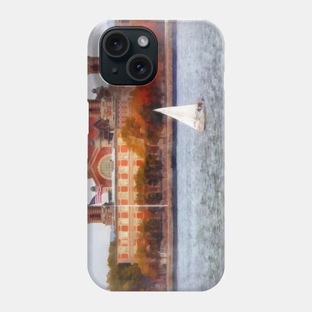 Manhattan NY - Sailboat by Ellis Island Phone Case by SusanSavad