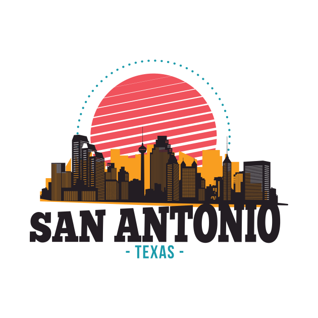 Retro San Antonio, Texas Skyline by SLAG_Creative