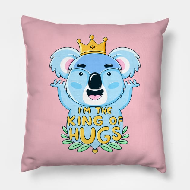 Koala The King of Hugs Pillow by GiveMeThatPencil