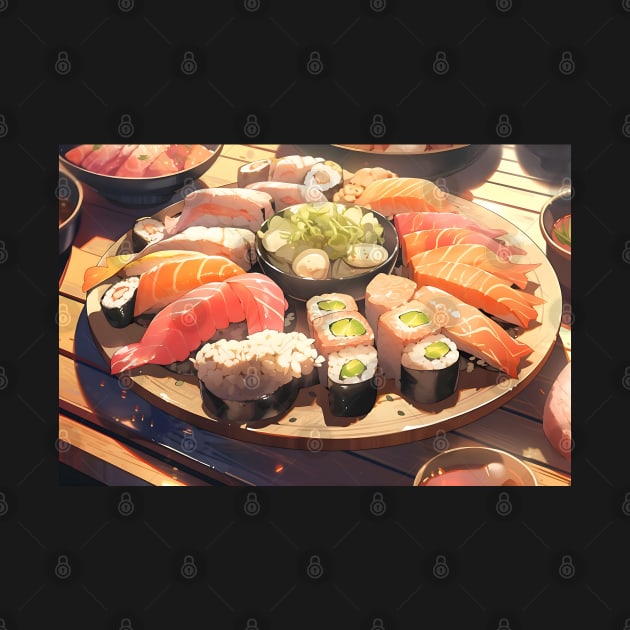 Delicous Japanese Food Sushi - Anime Wallpaper by KAIGAME Art