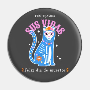 dia de los muertos cat day of the dead Pin