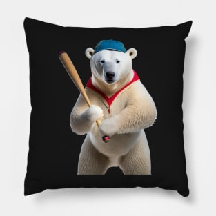 Polar bear Steve as a baseball player Pillow