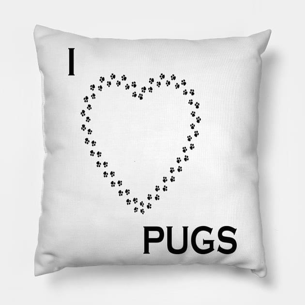 I Love Pugs Pillow by Dara4uall