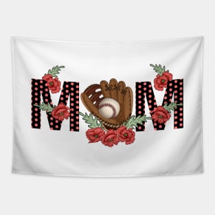 Baseball Mom Floral Design Tapestry