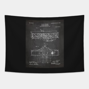 Wright Brothers Airplane Patent - Aviation History Art - Black Chalkboard Tapestry