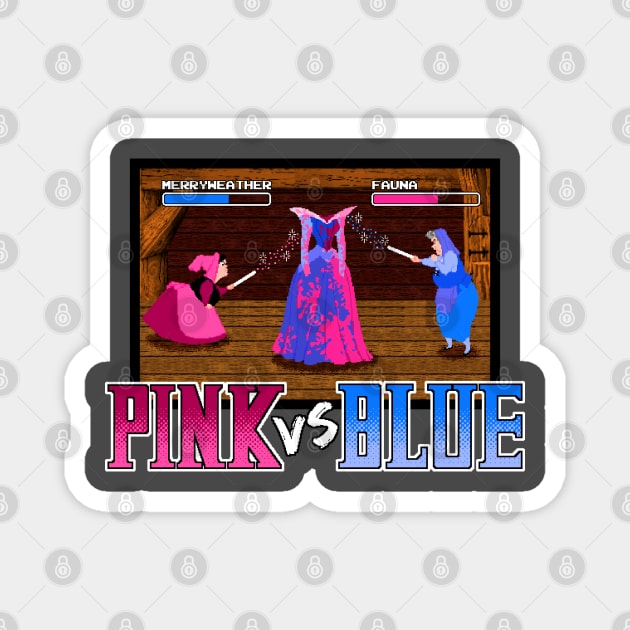 Pink vs Blue Magnet by onarolltees