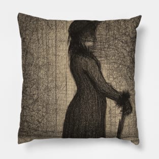 Woman Strolling by Georges-Pierre Seurat Pillow