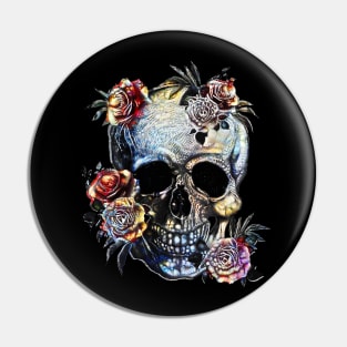 Skull and pink roses, sugar skulls and roses Pin