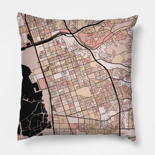 Chula Vista Map Pattern in Soft Pink Pastels Pillow