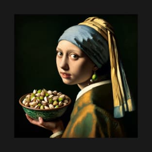 Pearl Earring Pistachio Bowl Tee - National Pistachio Day Celebration T-Shirt