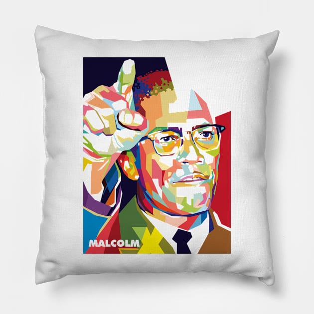 malcolm with a pointing finger Pillow by Mulyadi Walet