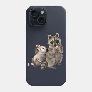 Opossum and Raccoon eating pizza Phone Case