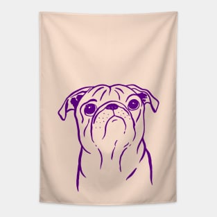 Pug (Peach and Purple) Tapestry