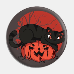 Halloween Black Cat Pumpkin Jack O Lantern Monster Cute Costume Spooky Funny Creepy Creature Pin