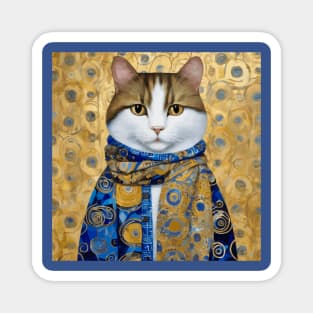 Klimt Tabby Cat with Warm Scarf Magnet