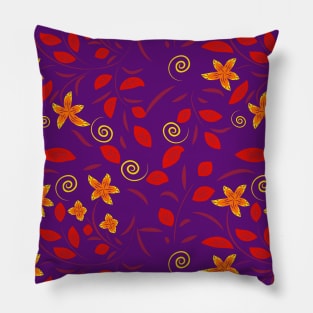 pattern with flowers and leaves hohloma style Pillow