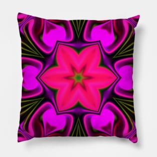 Psychedelic Hippie Flower Pink Purple and Black Pillow