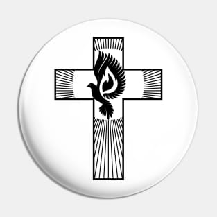 The cross of Jesus and the dove - a symbol of the Holy Spirit Pin