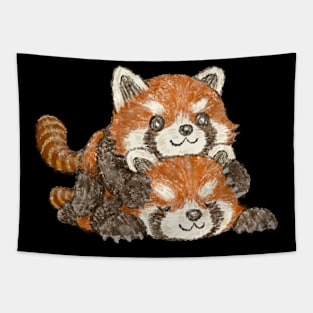 Overlapping red pandas Tapestry