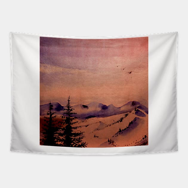 Landscape Neck Gator Winter Mountains Tapestry by DANPUBLIC